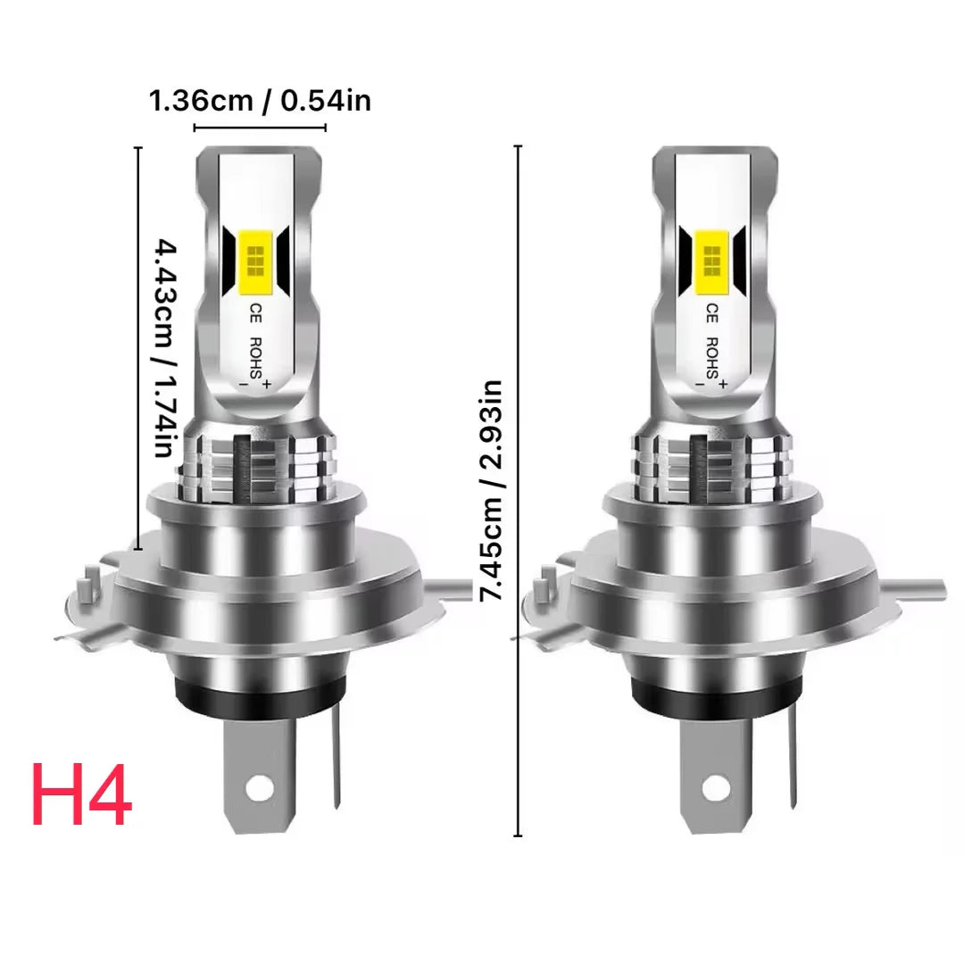 2-Pack CSP LED Headlight Bulbs H4 H7 H11 Plug & Play 50000LM