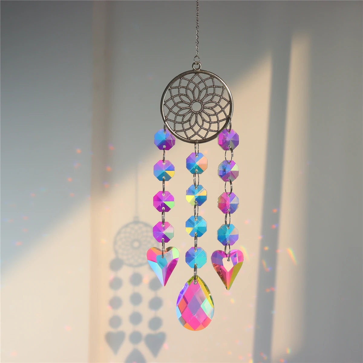 Moon & Sun Crystal Suncatcher | K9 Rainbow Prism Window Pendant