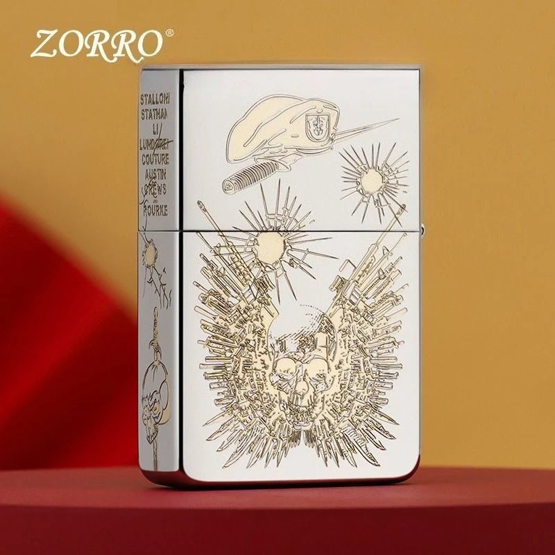 ZORRO Brass Windproof Refillable Kerosene Lighter | Mirror Carved