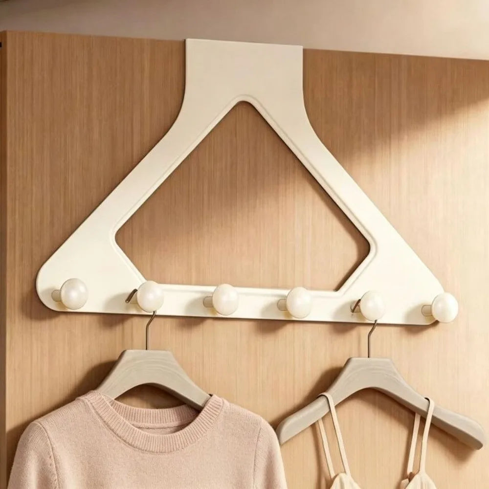 No-Drill Over-the-Door Triangular Hook Organizer | Cream