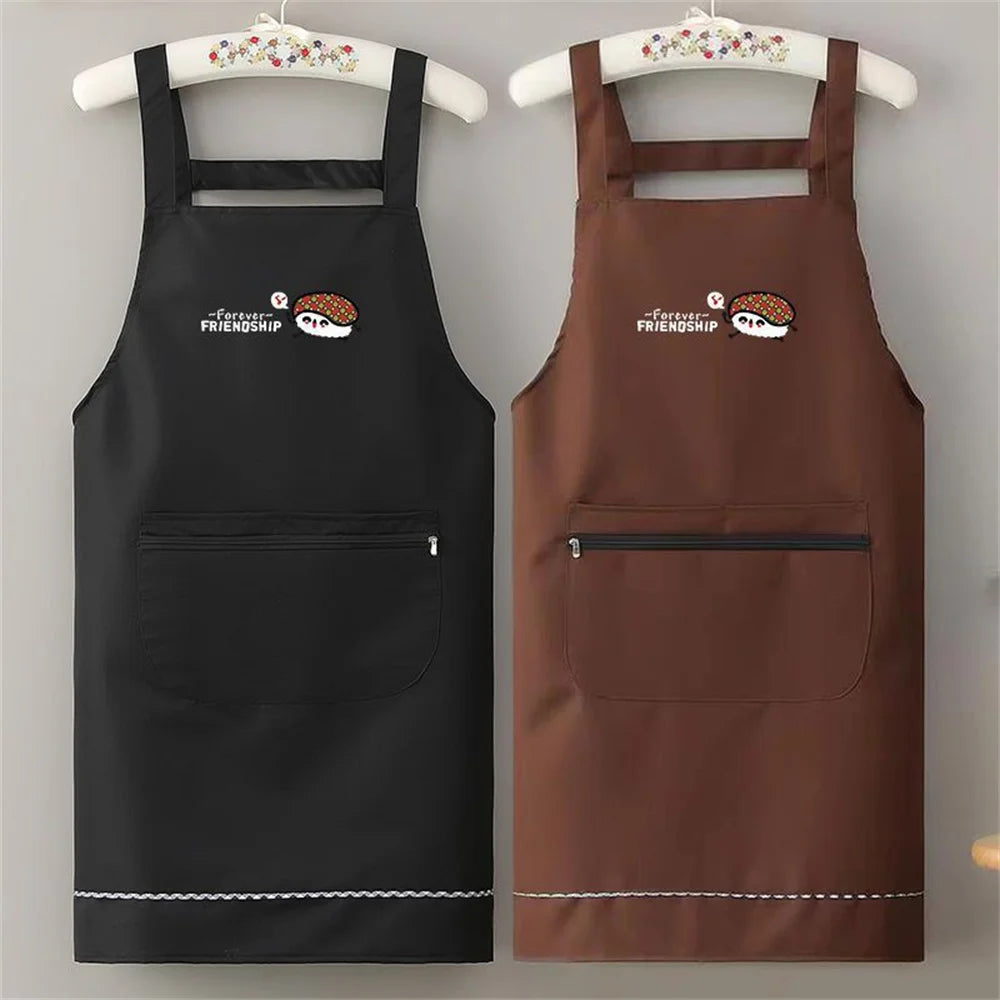 Waterproof Anti-Oil PVC Kitchen Apron with Zipper Pocket