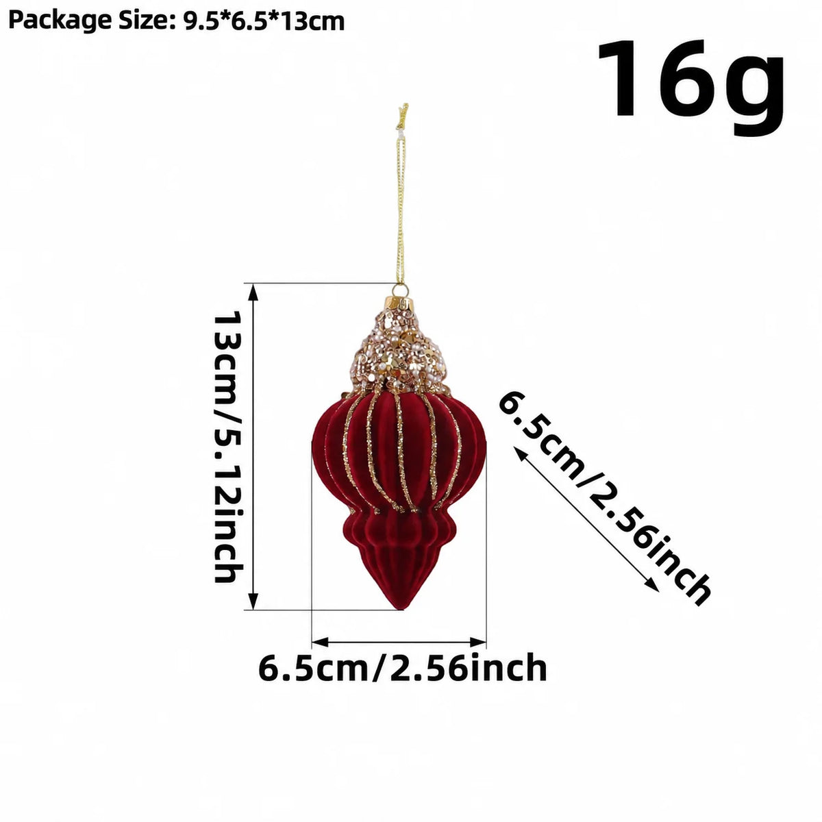 Vintage Flocked Christmas Ornaments – 10-Piece Burgundy Set