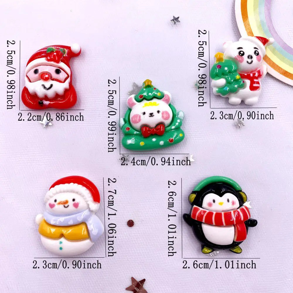 10PCS Kawaii Christmas Resin Flatback Figurines – DIY Craft