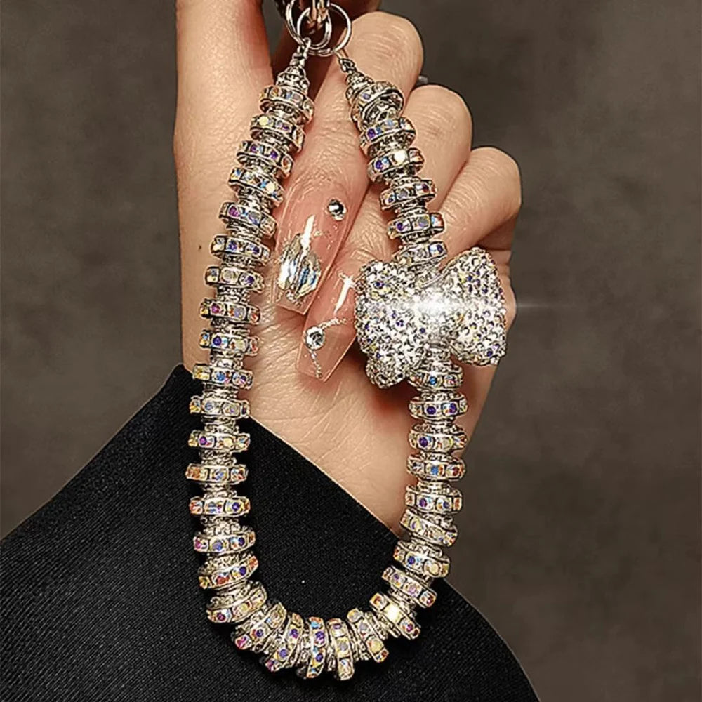 Rhinestone Bow Phone Wrist Strap – Bling Crystal Bracelet Lanyard