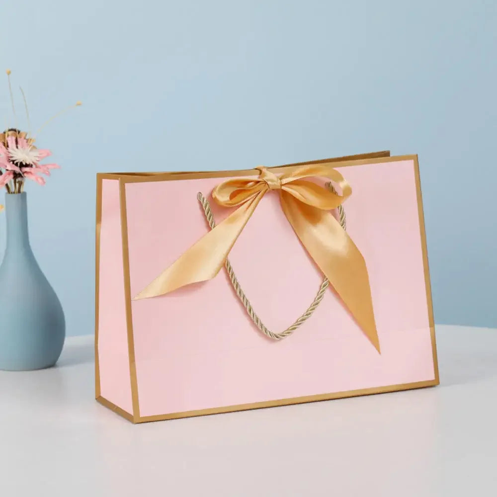 Paper Gift Bags with Ribbon Bow & Handle | Party & Wedding