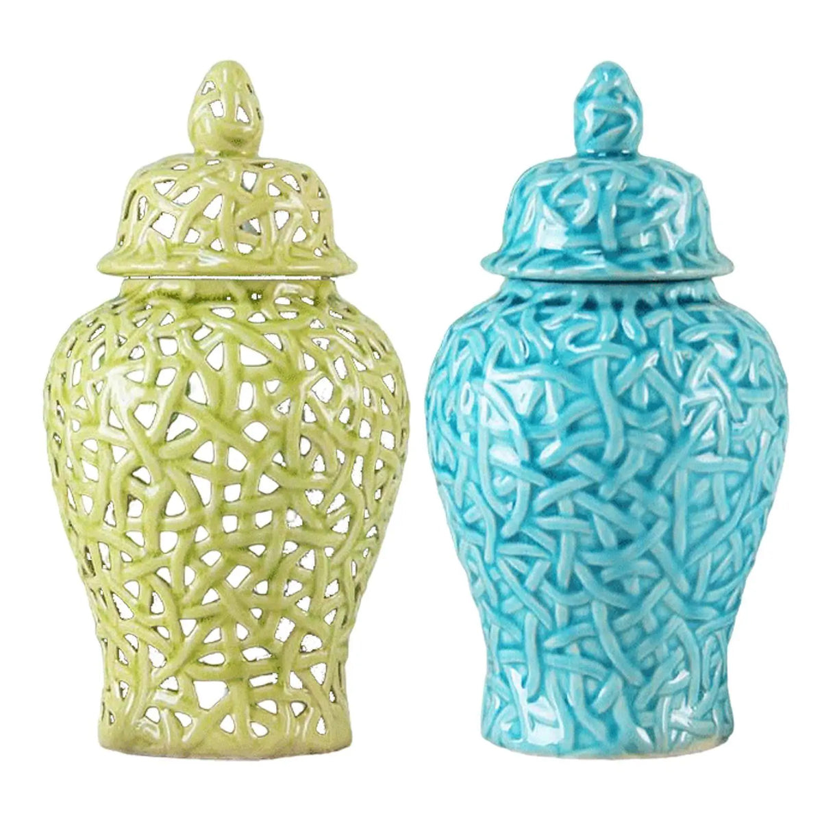 Porcelain Ceramic Ginger Jar Vase with Lid | Home Décor