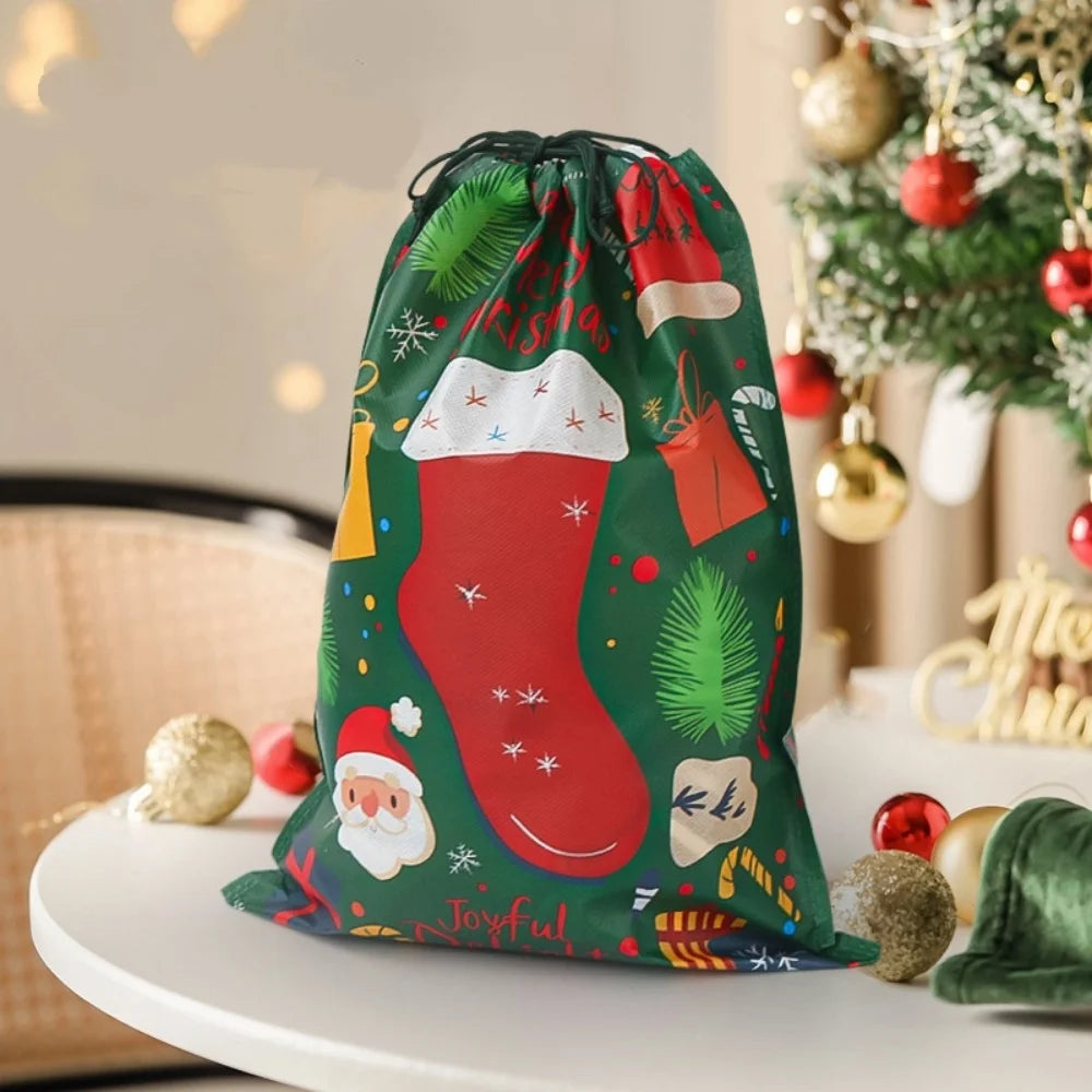 Reusable Christmas Drawstring Gift Bag | Non-Woven Xmas Party