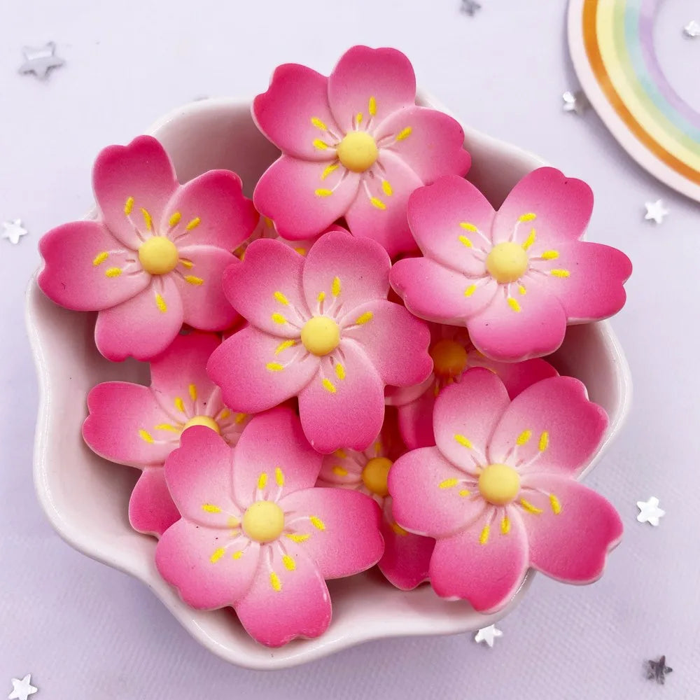 Kawaii Resin Cherry Blossom Flatback Figurines 10PCS – DIY Crafts
