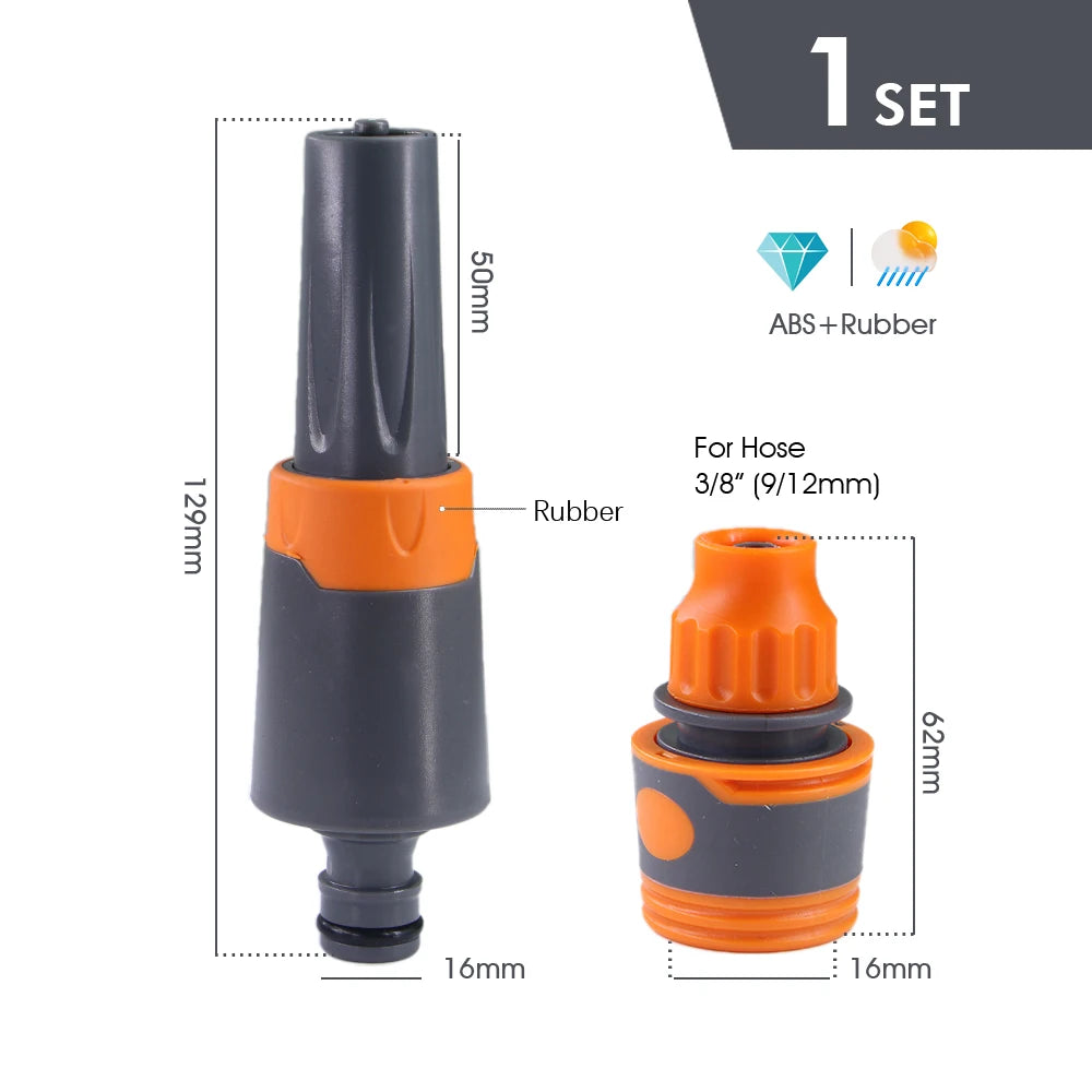 Quick Connect Garden Hose Nozzle Set 3/8" 1/2" 3/4"