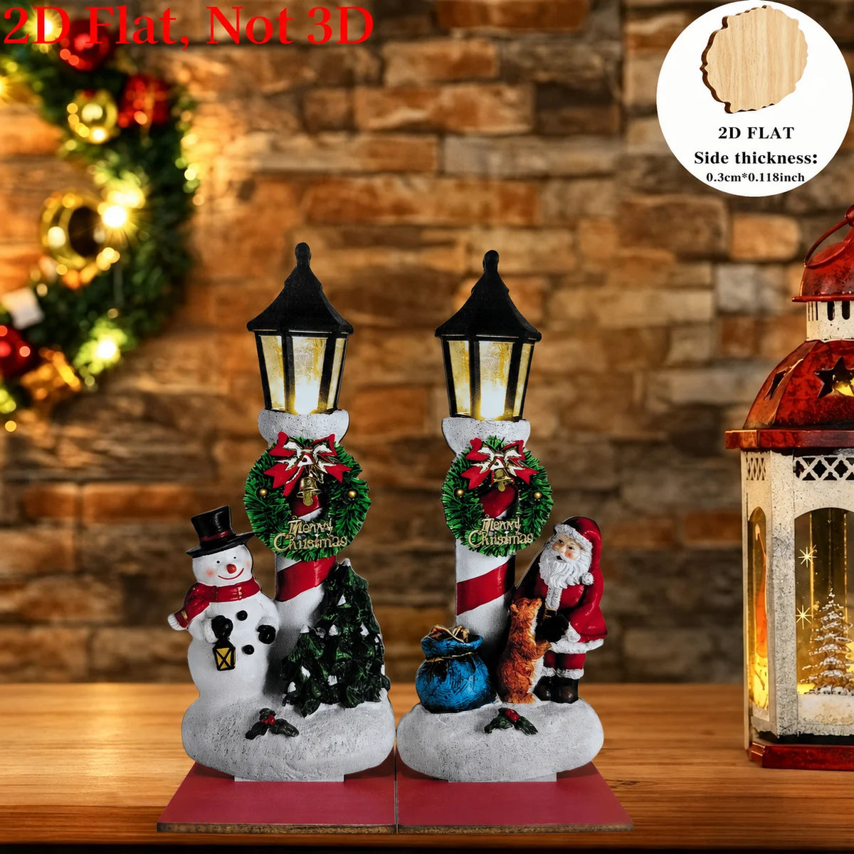 Wooden Christmas Ornaments – Santa & Snowman 2-Piece Set