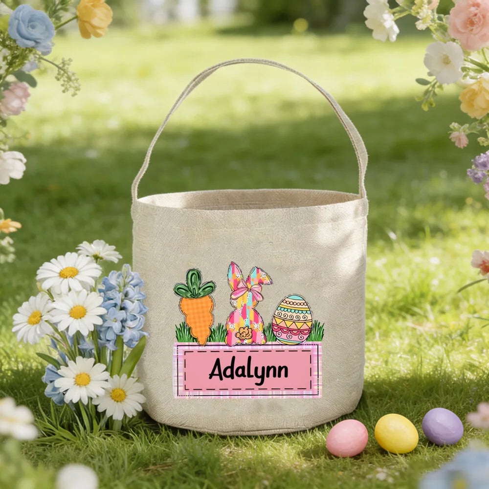 Personalized Kids Easter Bunny Bag – Custom Name Gift Basket