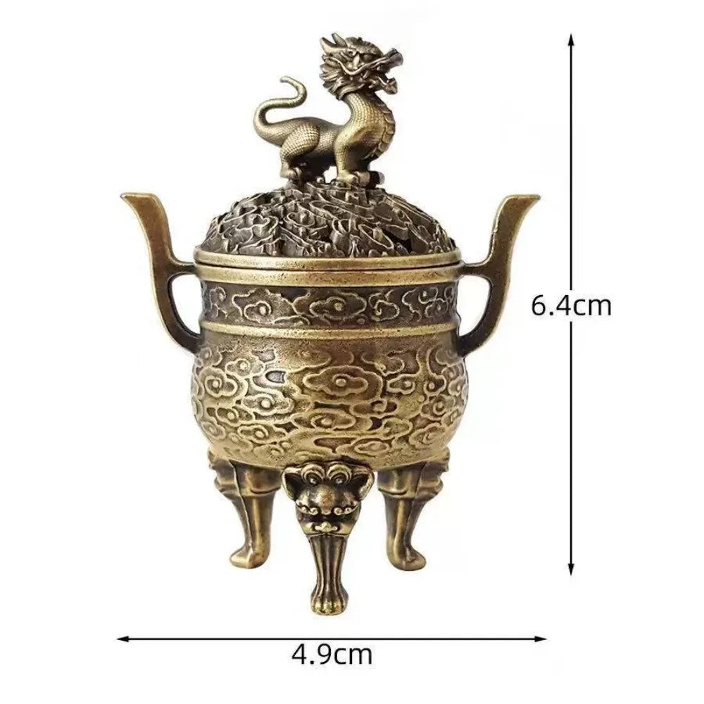 Vintage Alloy Lotus Incense Burner – Hollow Three-Legged Censer