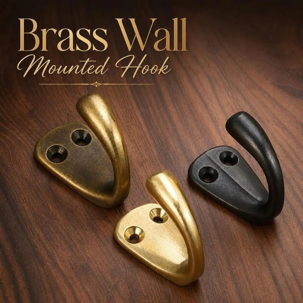 Brass Wall Mounted Coat & Robe Hook – Vintage Heavy-Duty