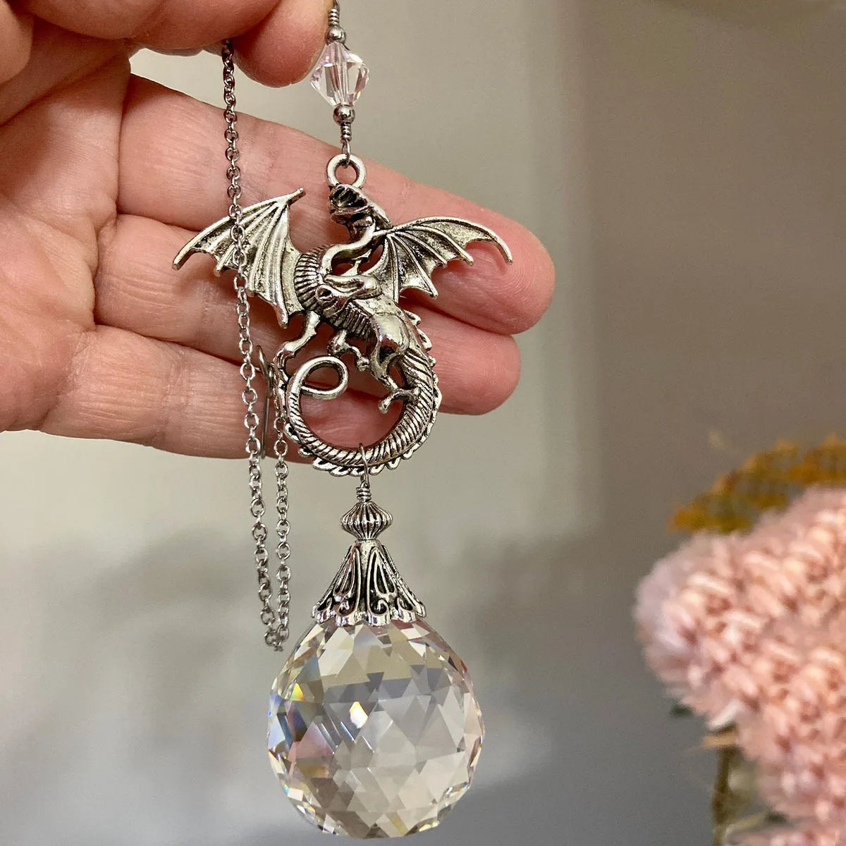 Retro Flying Dragon Crystal Pendant Car Hanging Sun Catcher
