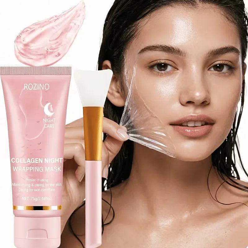 ROZINO Collagen Peel-Off Night Mask 75g + Free Brush