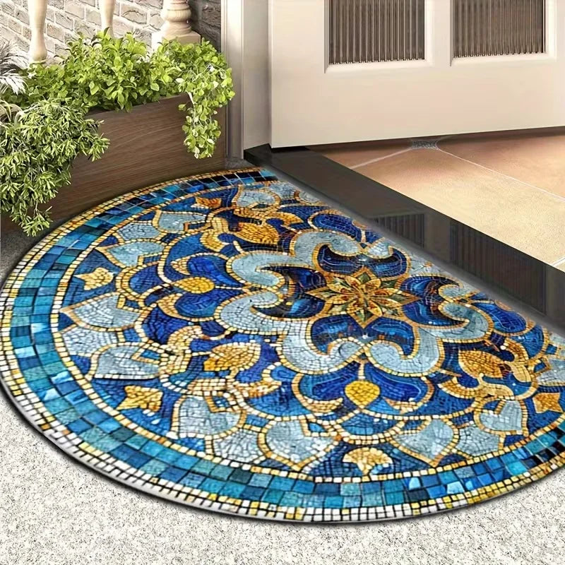 Semi-Circular Geometric Mosaic Door Mat – Indoor & Outdoor