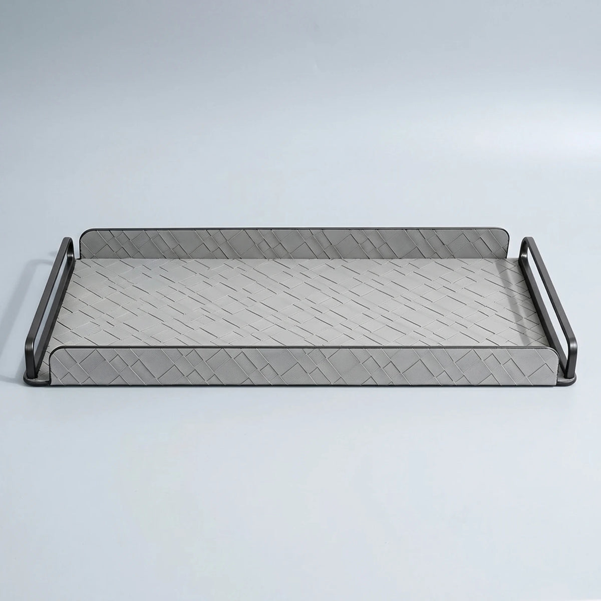 Woven Geometric Serving Tray with Handles | Modern Home Décor