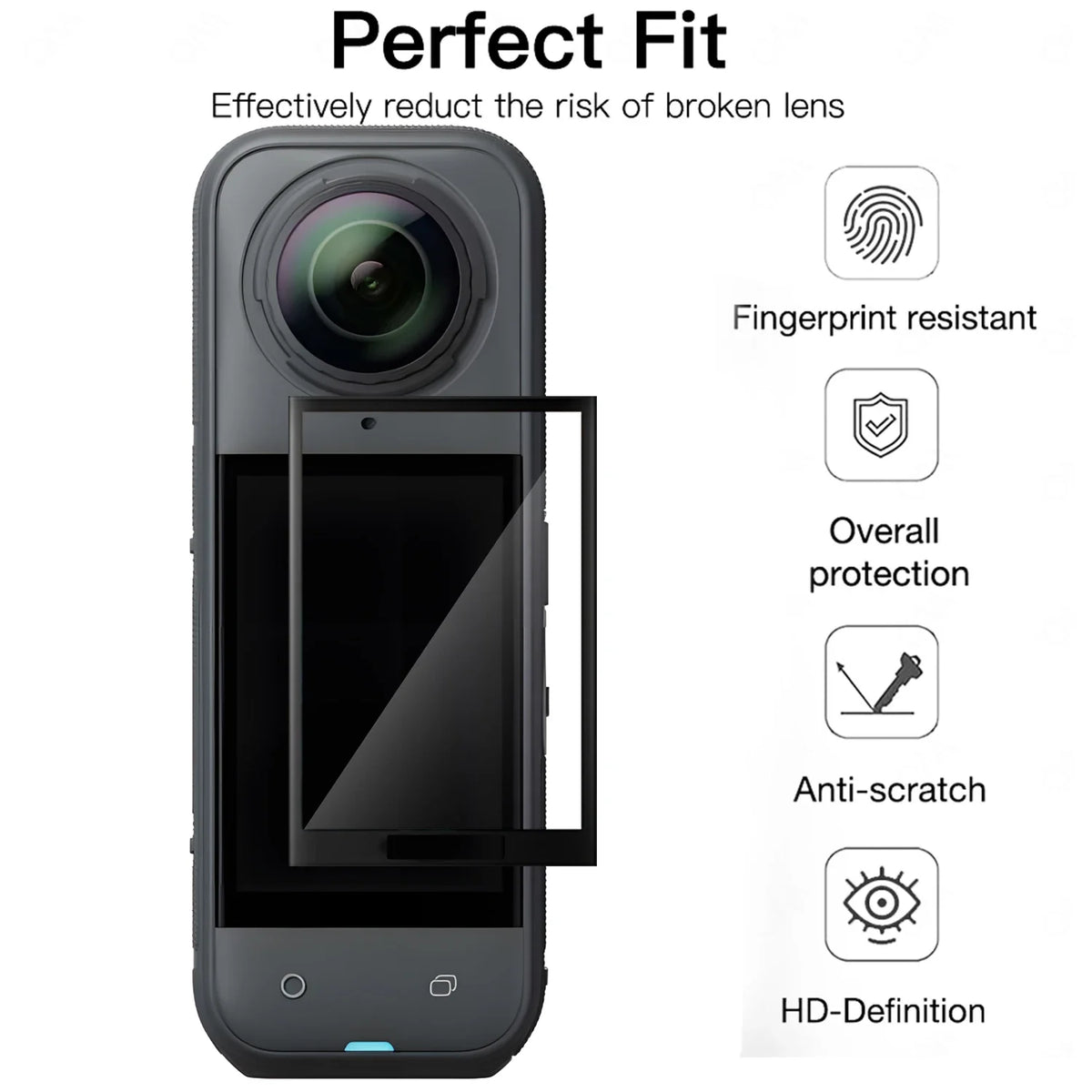 PMMA Screen Protector for Insta360 X5 – Full Coverage Film