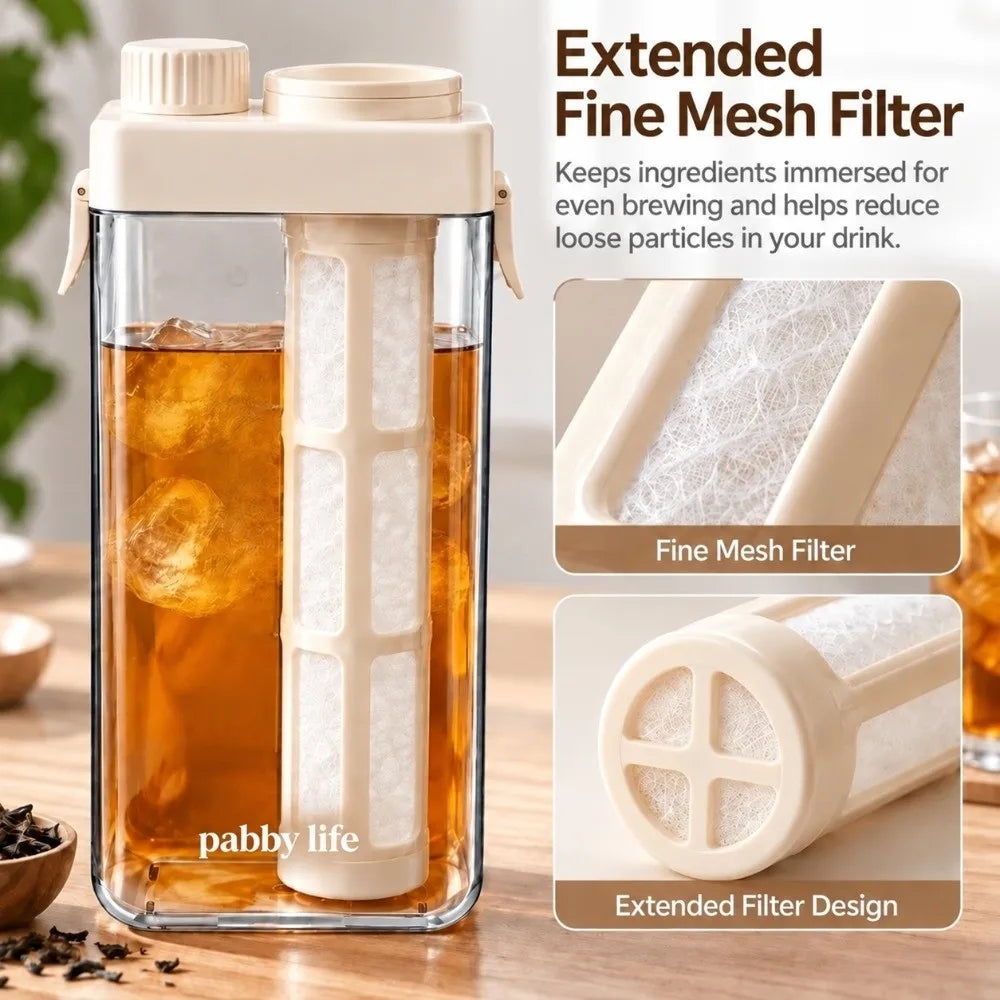 Cold Brew Coffee Maker Pitcher | Fine Mesh Filter & Scale