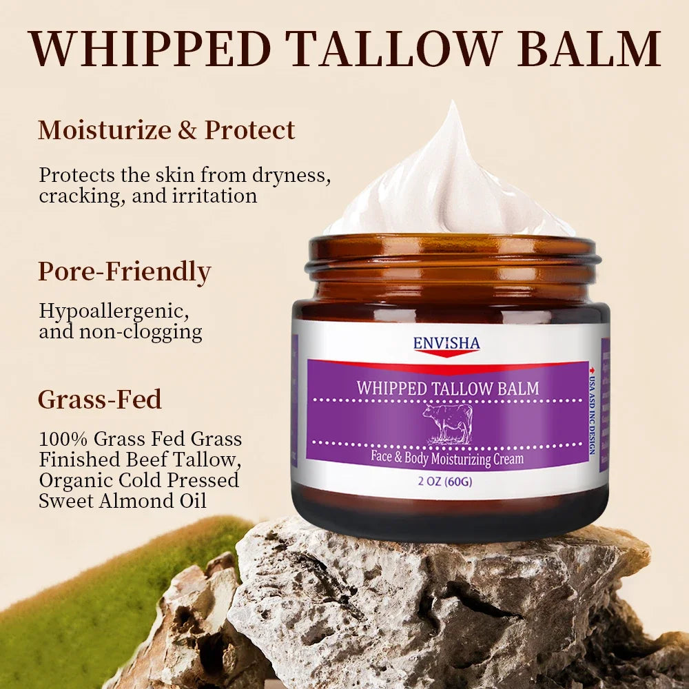 ENVISHA Whipped Tallow Balm Face Cream – Collagen & Hyaluronic