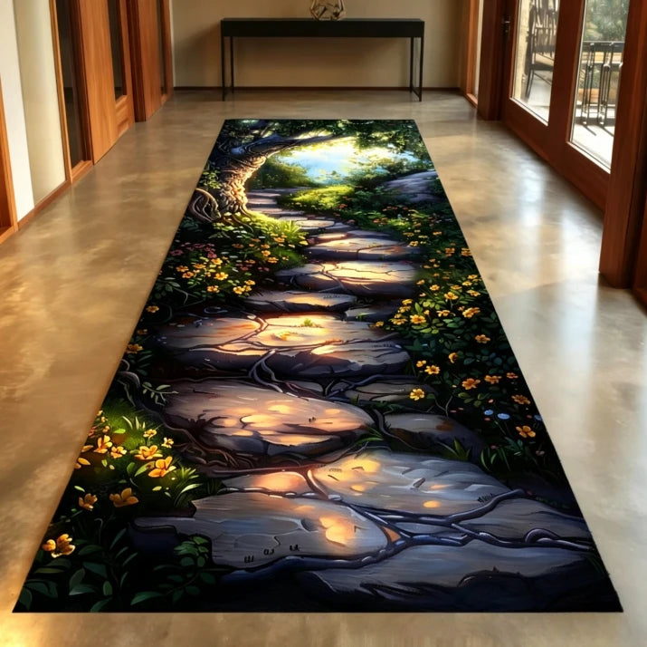 Optical Illusion Runner Rug – Non-Slip Washable Hallway Mat