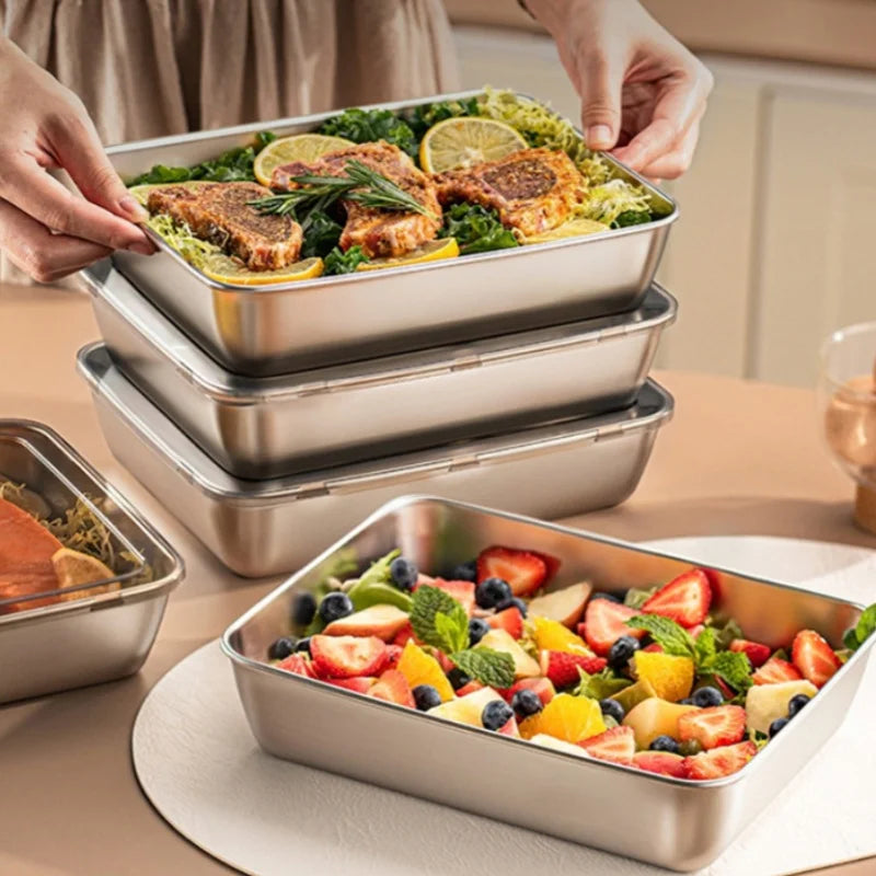 3-Piece Stainless Steel Airtight Lunch Box Food Storage Set