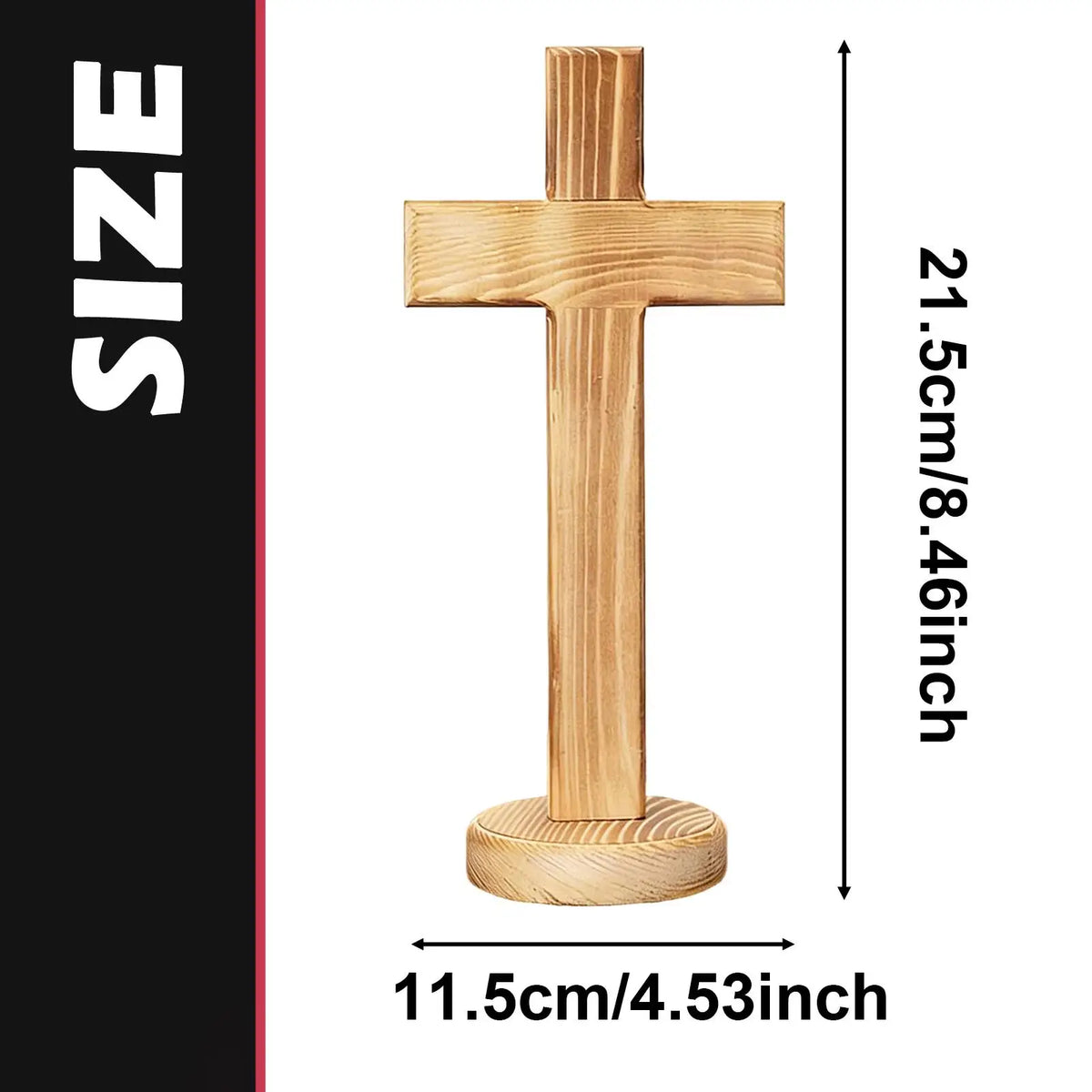 Wood Standing Cross Statue | Catholic & Christian Tabletop Decor