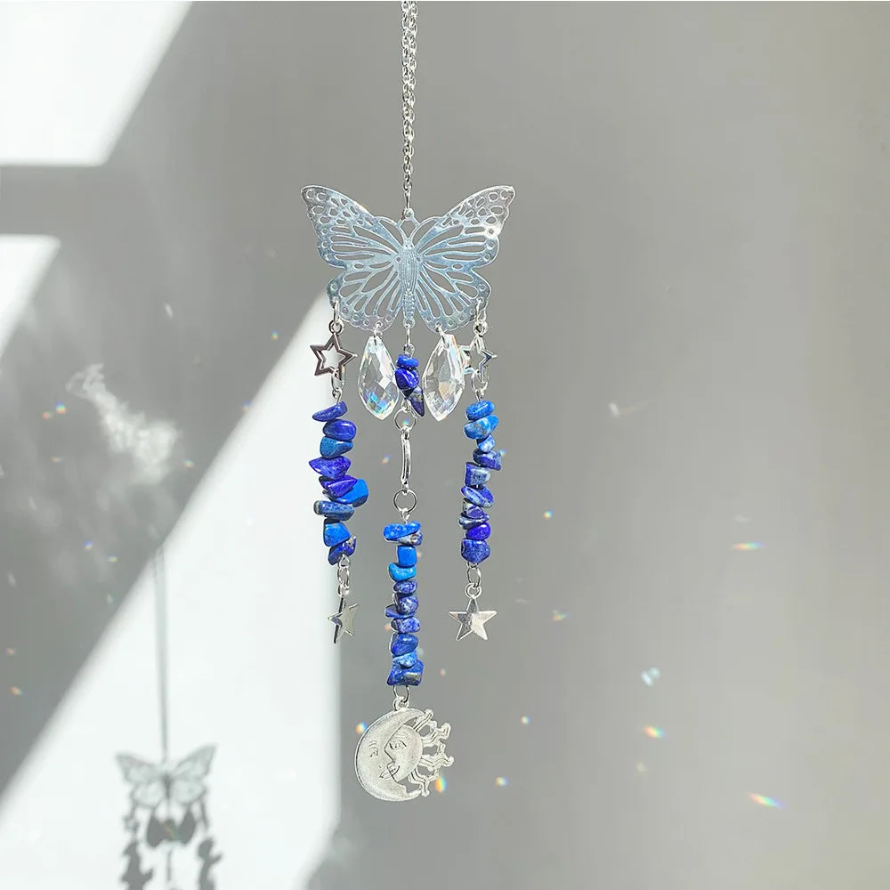 Butterfly Crystal Sun Catcher – Gemstone, Moon & Star Charms