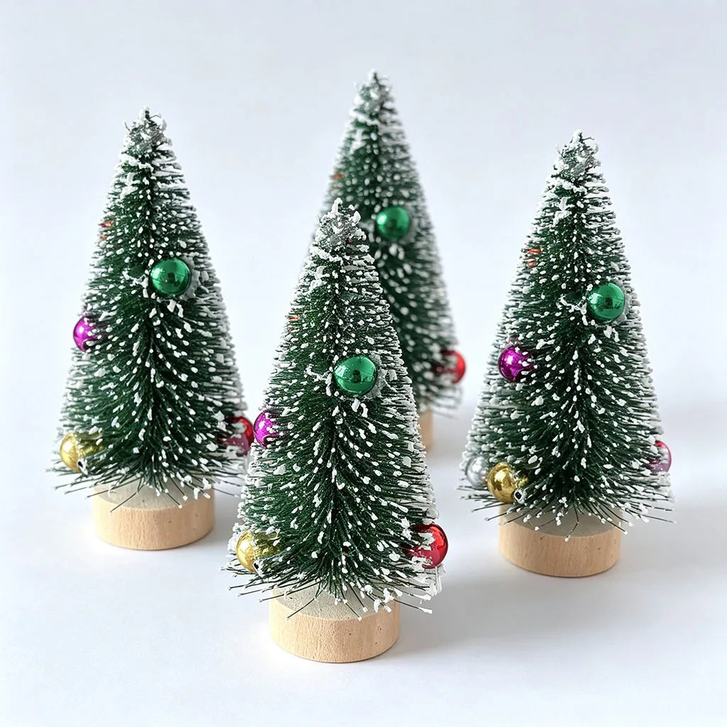 Mini Christmas Tree Ornaments Beads & Pine Needles 5 Pack
