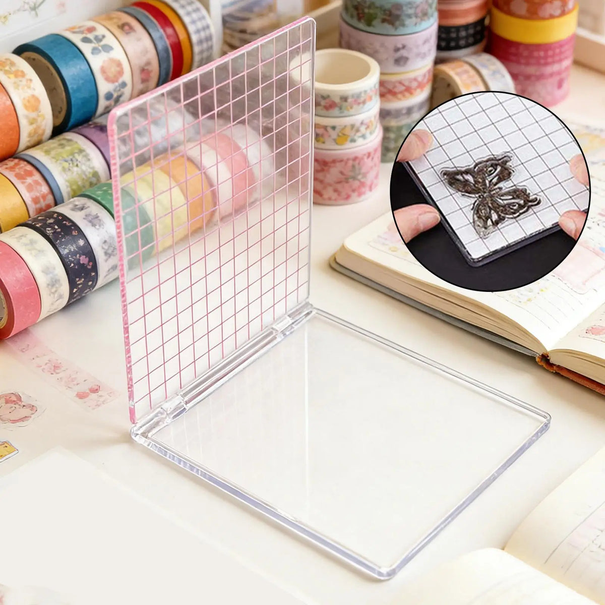 Acrylic Stamp Block Positioner | Transparent Grid Stamping Tool