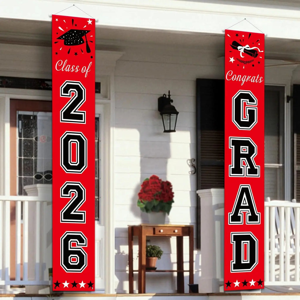 2026 Graduation Banner 2-Pack – Congrats Grad Door & Porch Decor
