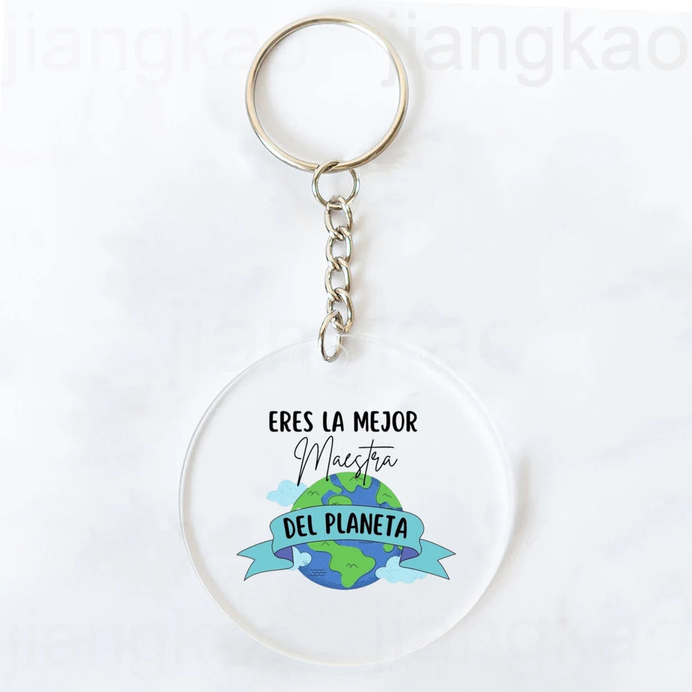 Teacher Appreciation Circle Acrylic Keychain | Heartfelt Gift