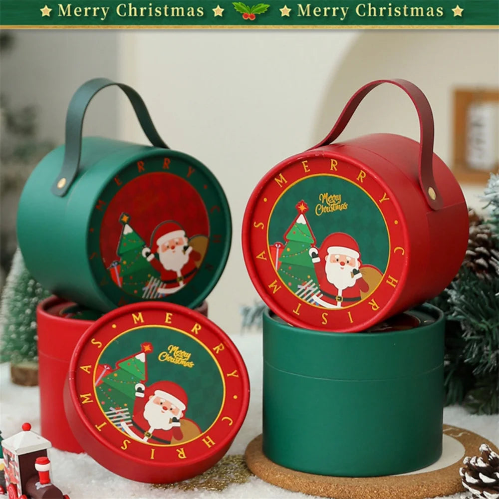 Christmas Gift Bucket Box – Festive Cardboard Box with Handle