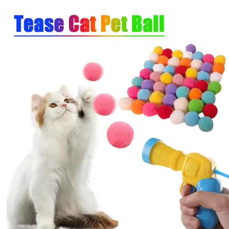 Interactive Cat Ball Launcher Toy – Plush Bounce Balls 10–100 Pcs