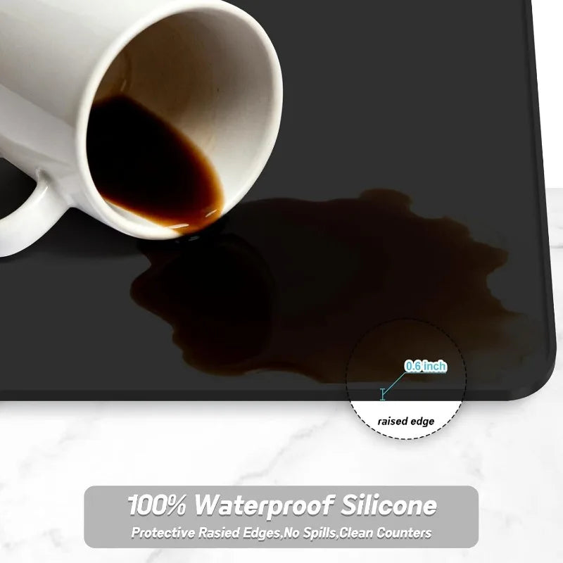Raised Edge Silicone Coffee Machine Mat | Non-Slip Countertop Tray