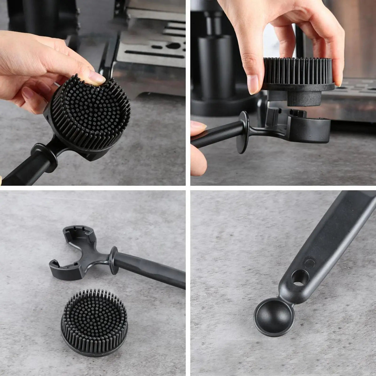 Espresso Machine Cleaning Brush with Spoon | Silicone Handle