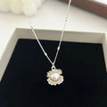 White Pearl Shell Pendant Necklace | Silver Choker Chain