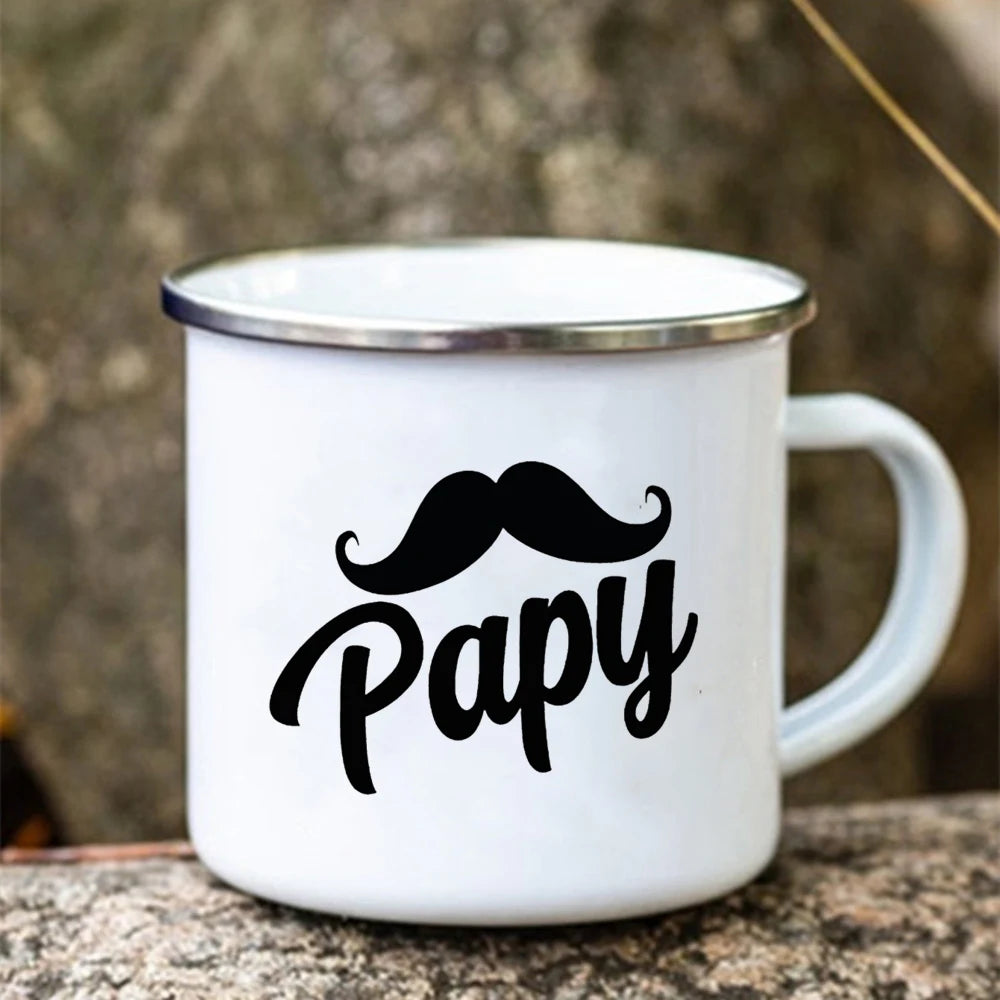 Super Papy Enamel Mug – Grandpa Gift Coffee & Camping Cup