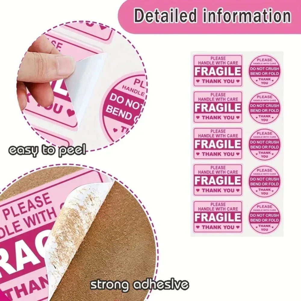 100-Pack Waterproof Fragile Stickers – Shipping Labels