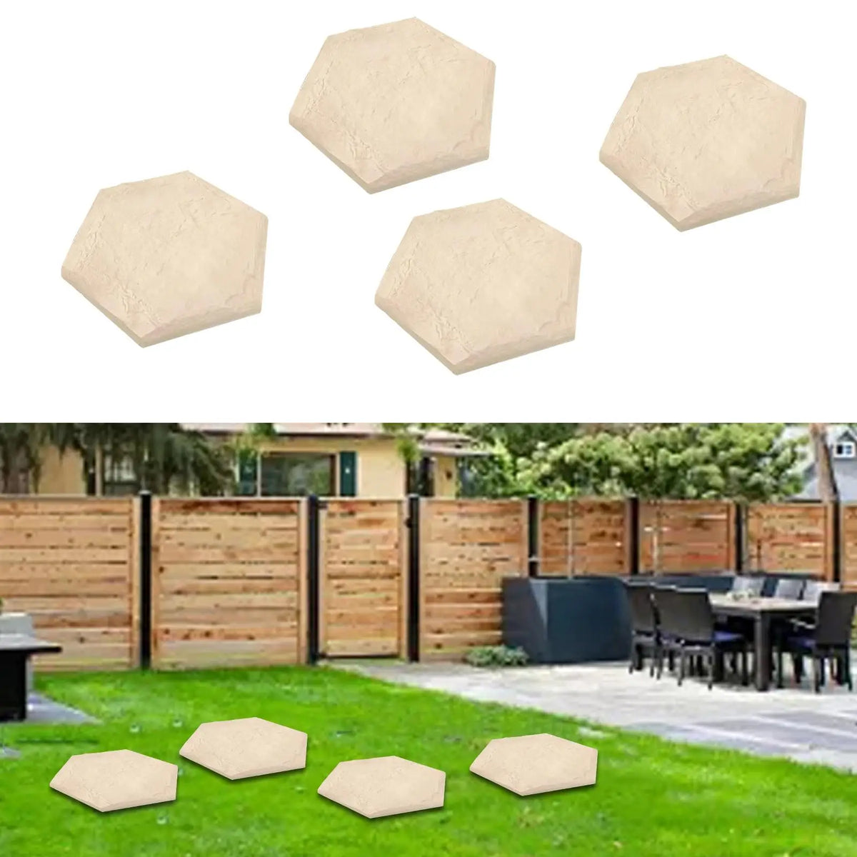 Plastic Garden Stepping Stones with Ground Nails – 4-Pack