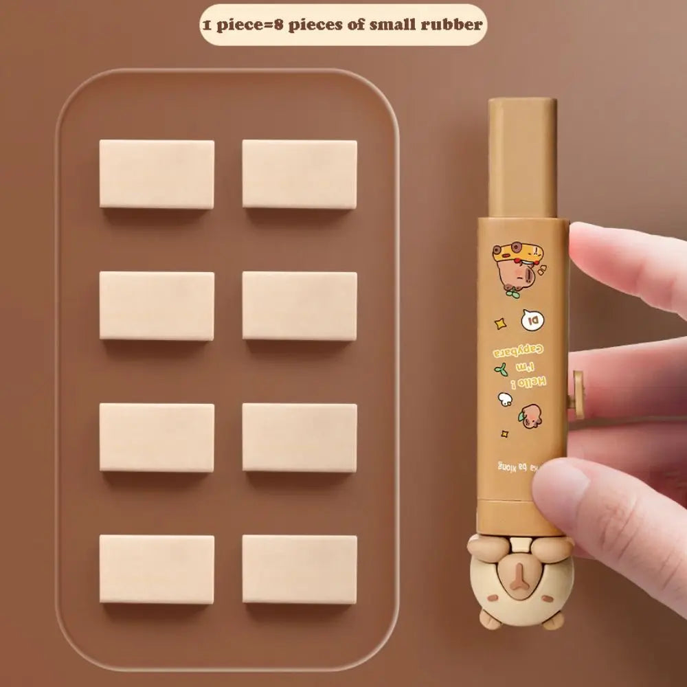 Cute Capybara Push-Pull Eraser with 2 Replaceable Cores