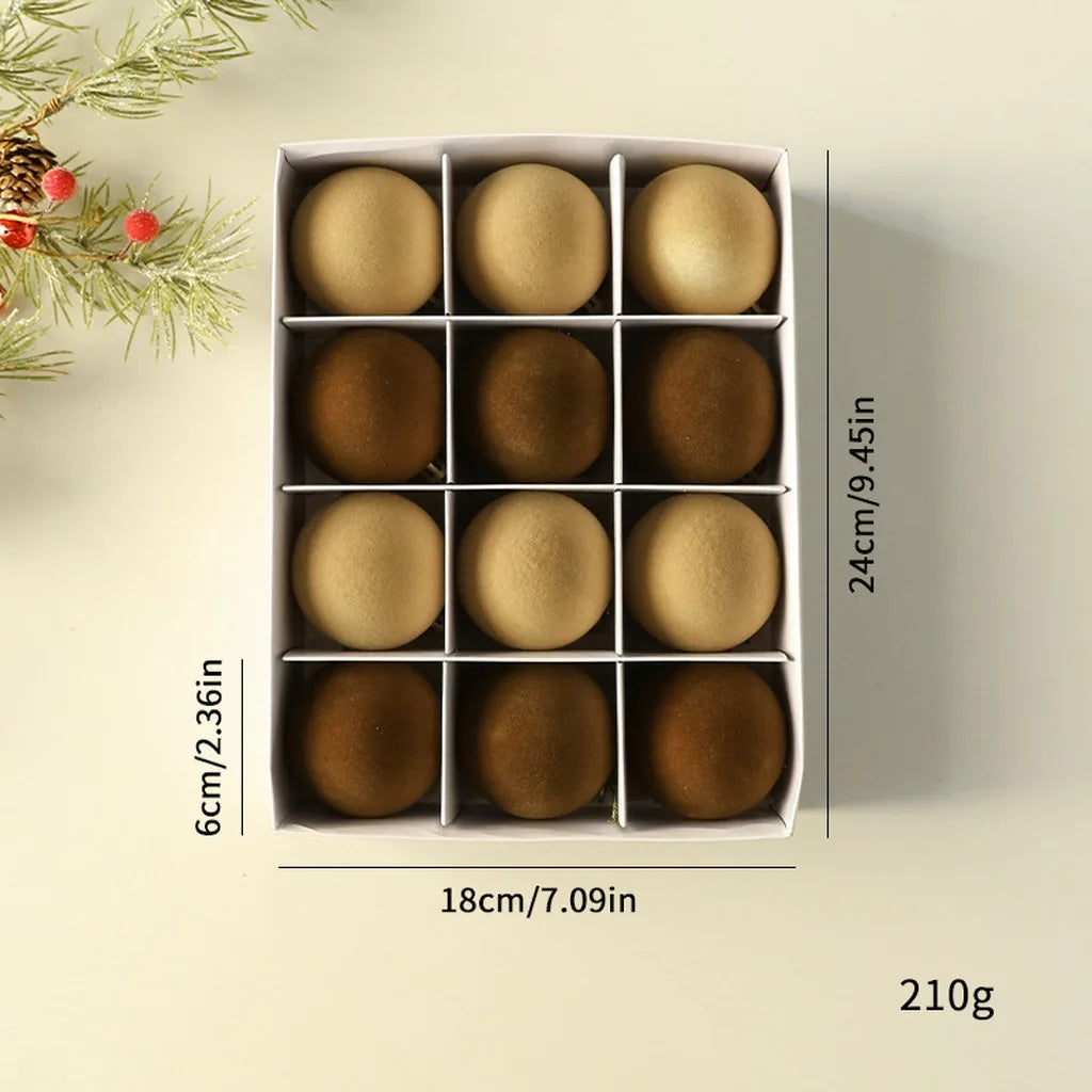 Velvet Flocked Christmas Ball Ornament Set | Tree & Mantel