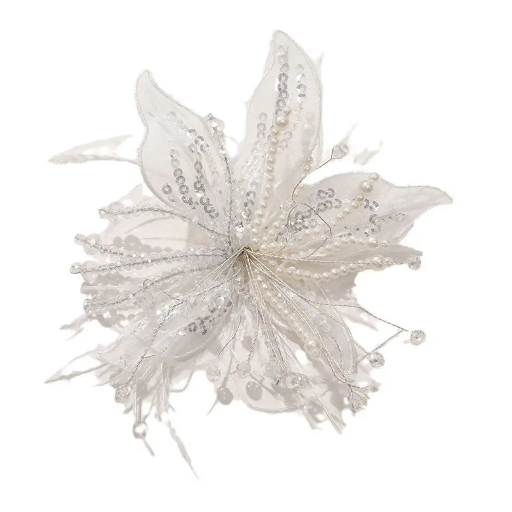 3D Organza Flower Patch – Pearl Crystal Lace Appliqué DIY