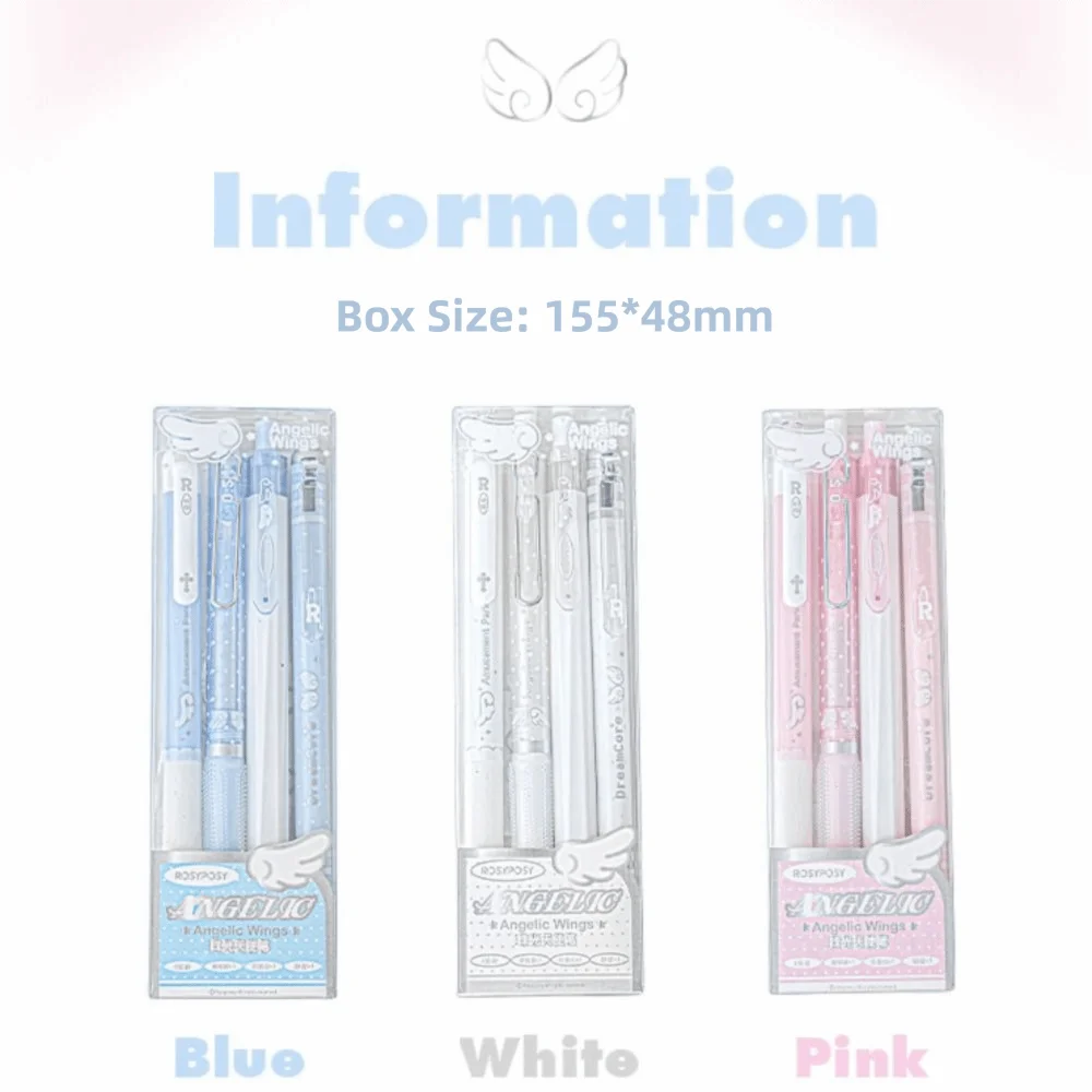 Pearl Angel Gel Pen Set 4-Pack | 0.5mm Black Ink Smooth Write