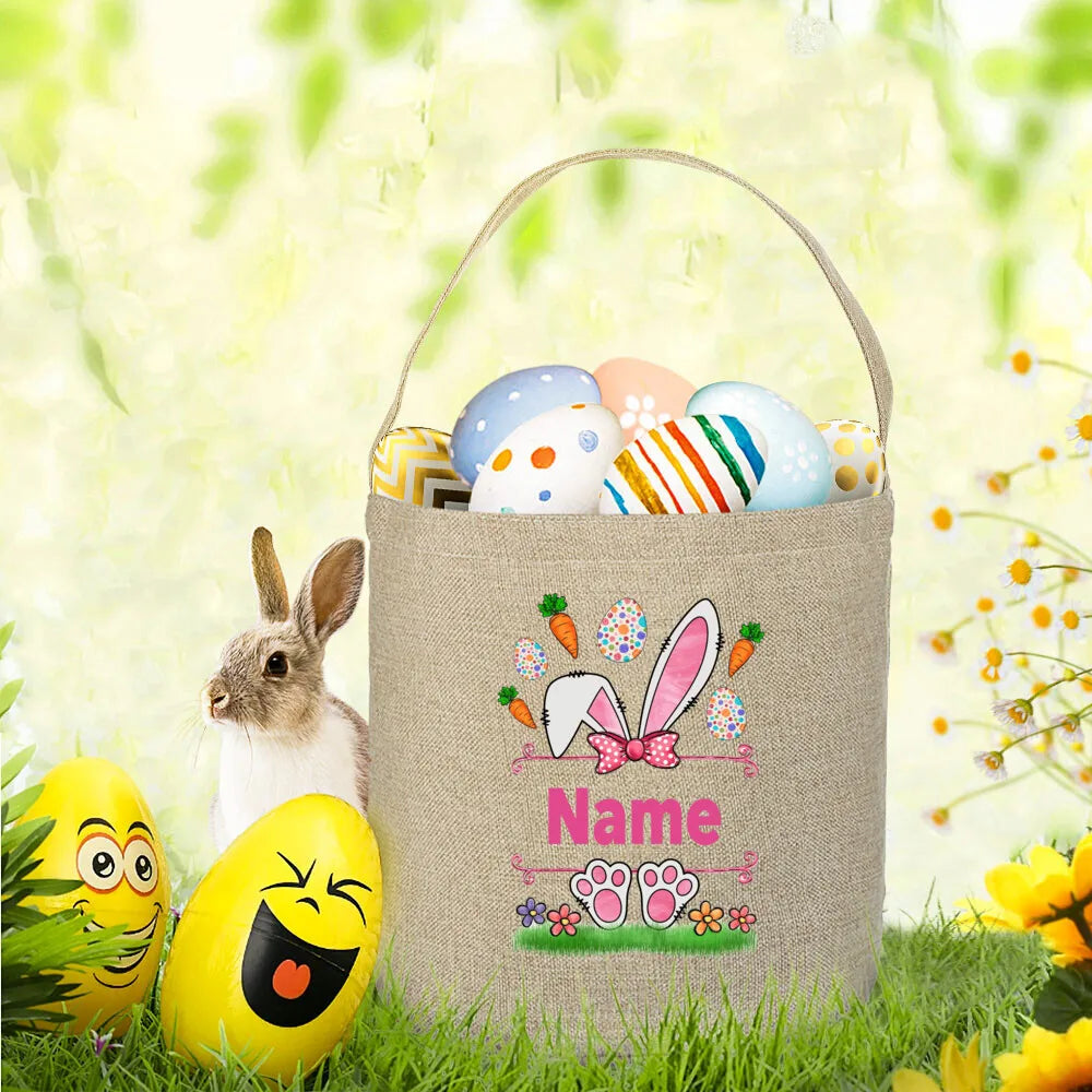 Personalized Easter Basket Tote Bag | Custom Name Candy Bucket