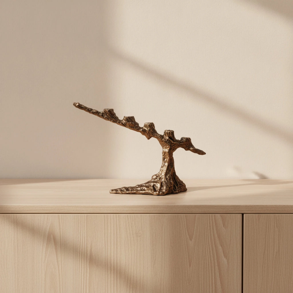 Tree Branch 3-Arm Candelabra | Antique Bronze Tabletop Holder