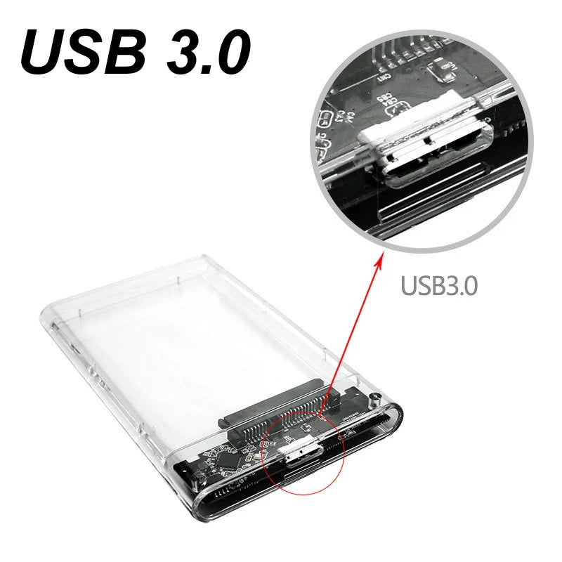 USB-C 3.0 HDD Enclosure 2.5" SATA SSD Hard Drive Case 6TB