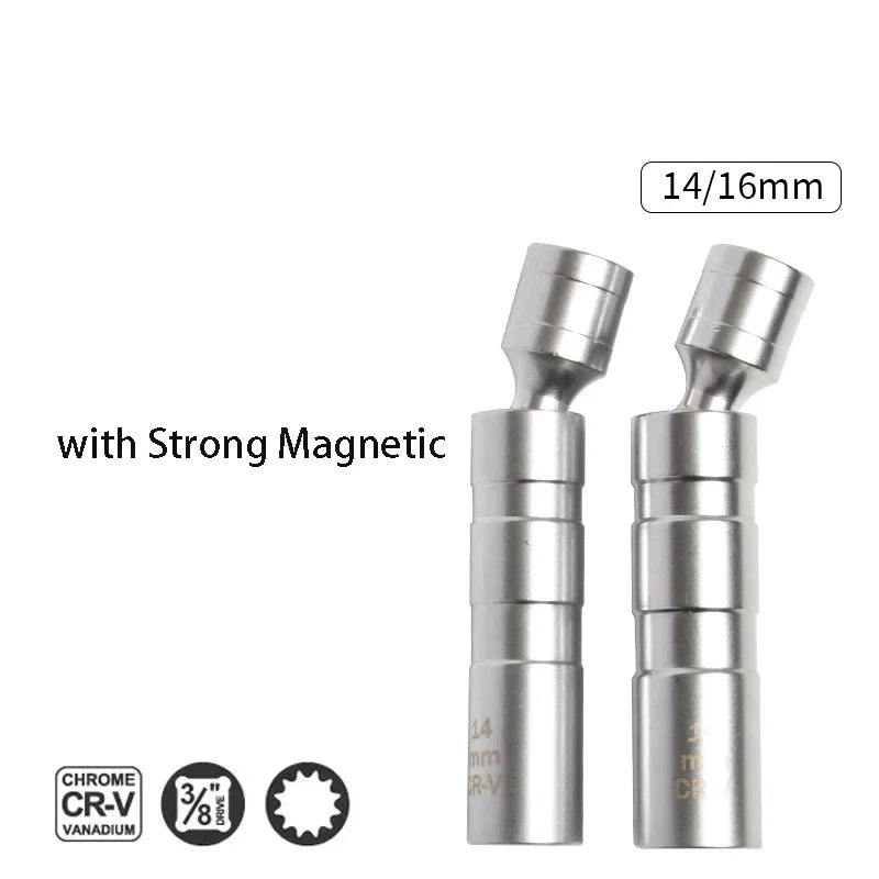 Magnetic Spark Plug Socket 14/16mm – 360° Rotary Removal Tool
