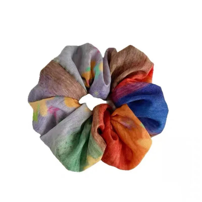 Bohemian Handmade Scrunchie Headband – Green Blue Yellow