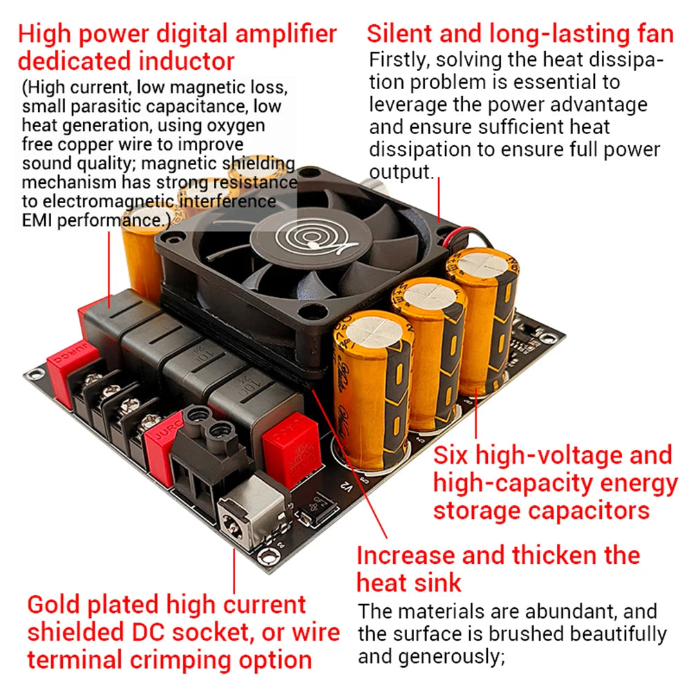 ZK-6002 600W+600W TPA3255 Stereo Power Amplifier Board